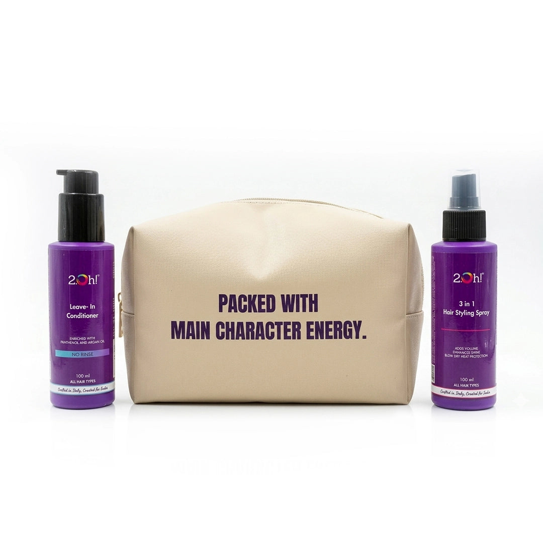Travel Essentials - 100ml Leave In Conditioner + 100ml 3-in-1 Hair Styling Spray (with Travel Pouch)