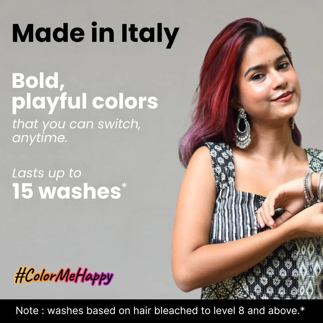 Made in Italy hair color with Bold, Playful Shades that Last Up To 15 Washes.
