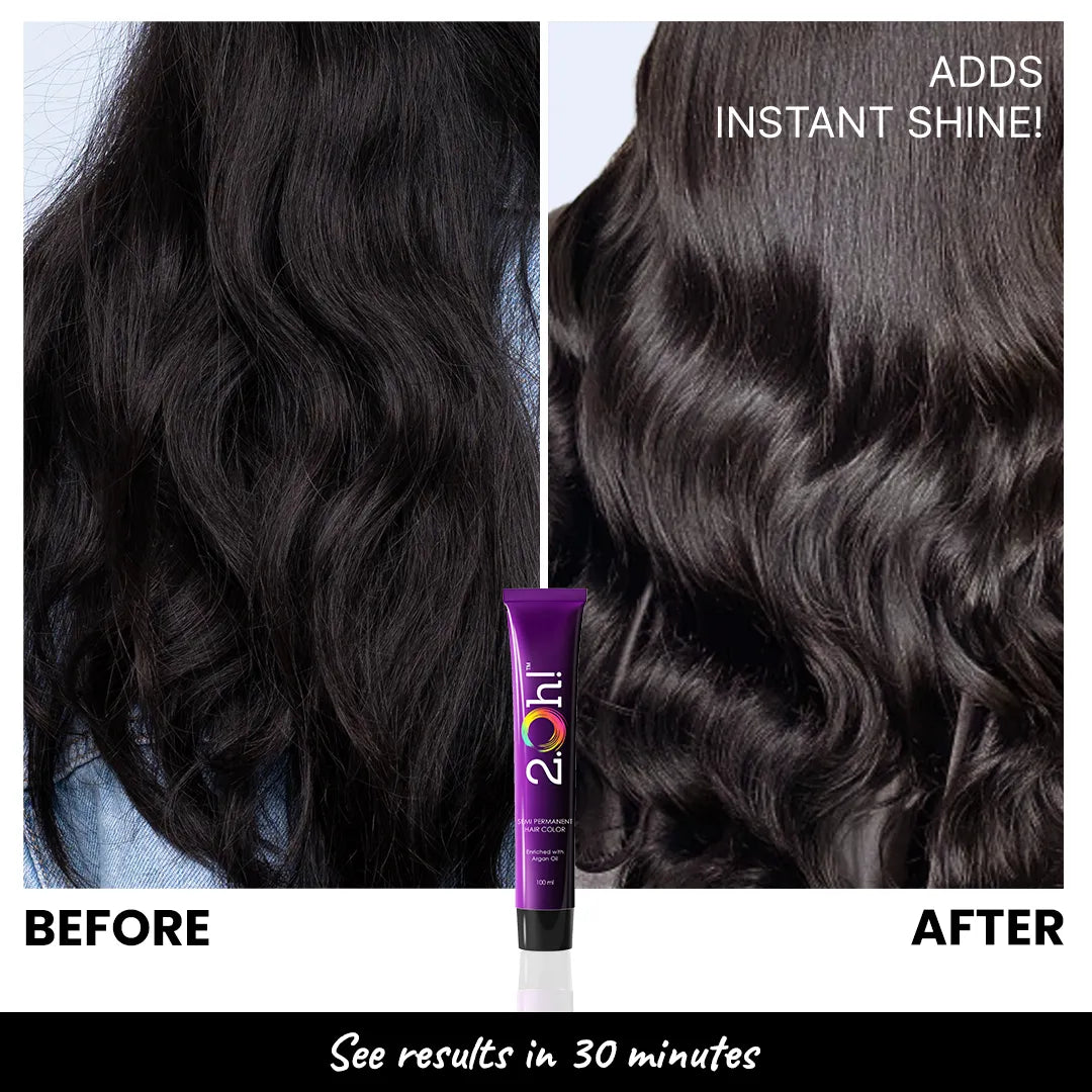 Before and After the use of 2.Oh! Clear Gloss Semi-permanent Hair Color