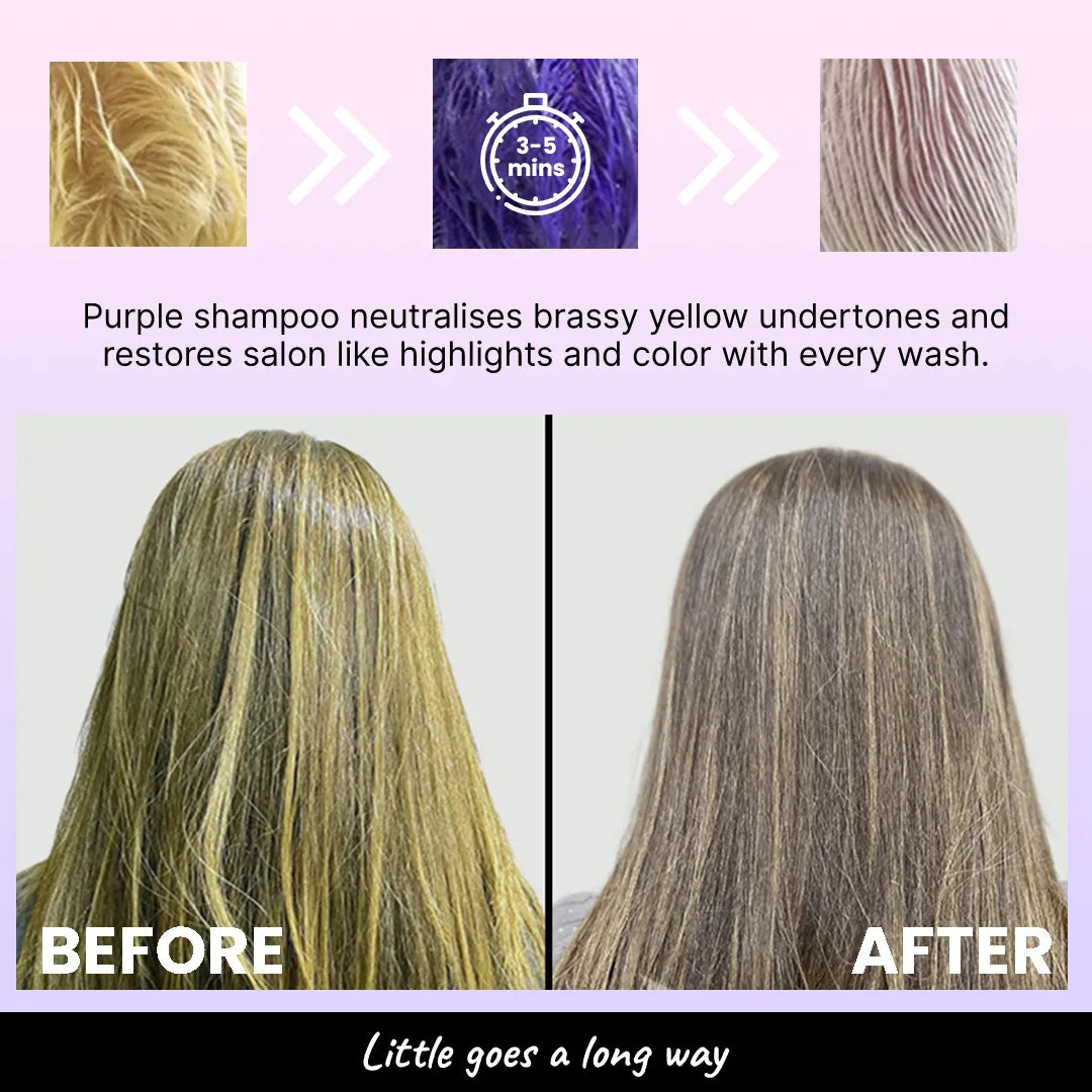 Before and After the use of 2.Oh! Anti-Yellow Shampoo