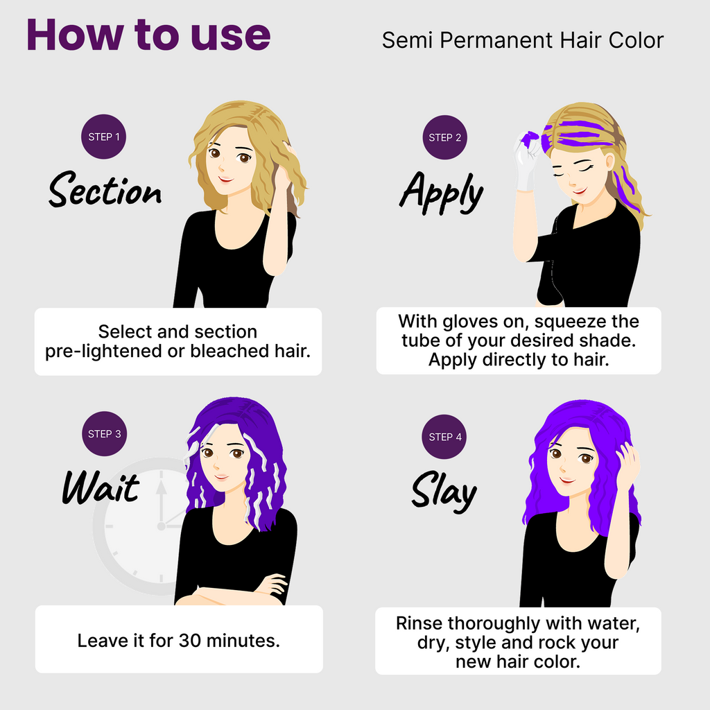 How to use 2.Oh! Violet Semi-permanent Hair Color