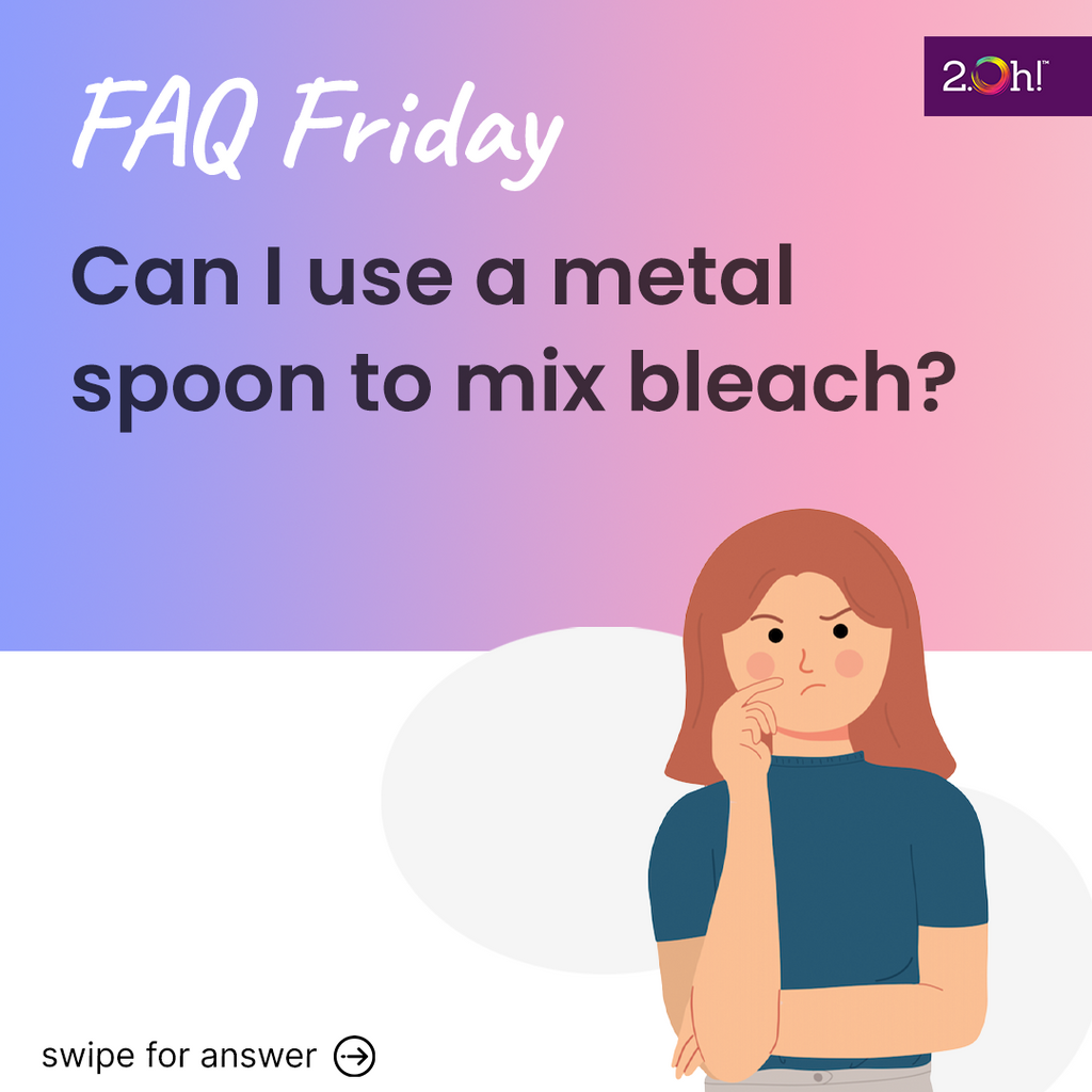 Can I use a metal spoon to mix bleach?