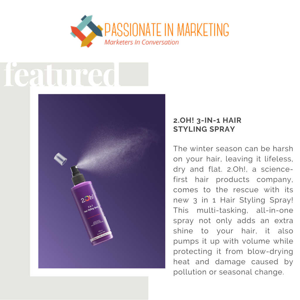 Lock in style, volume and protection with the ultimate 3 in 1 Hair Styling Spray from 2.Oh!