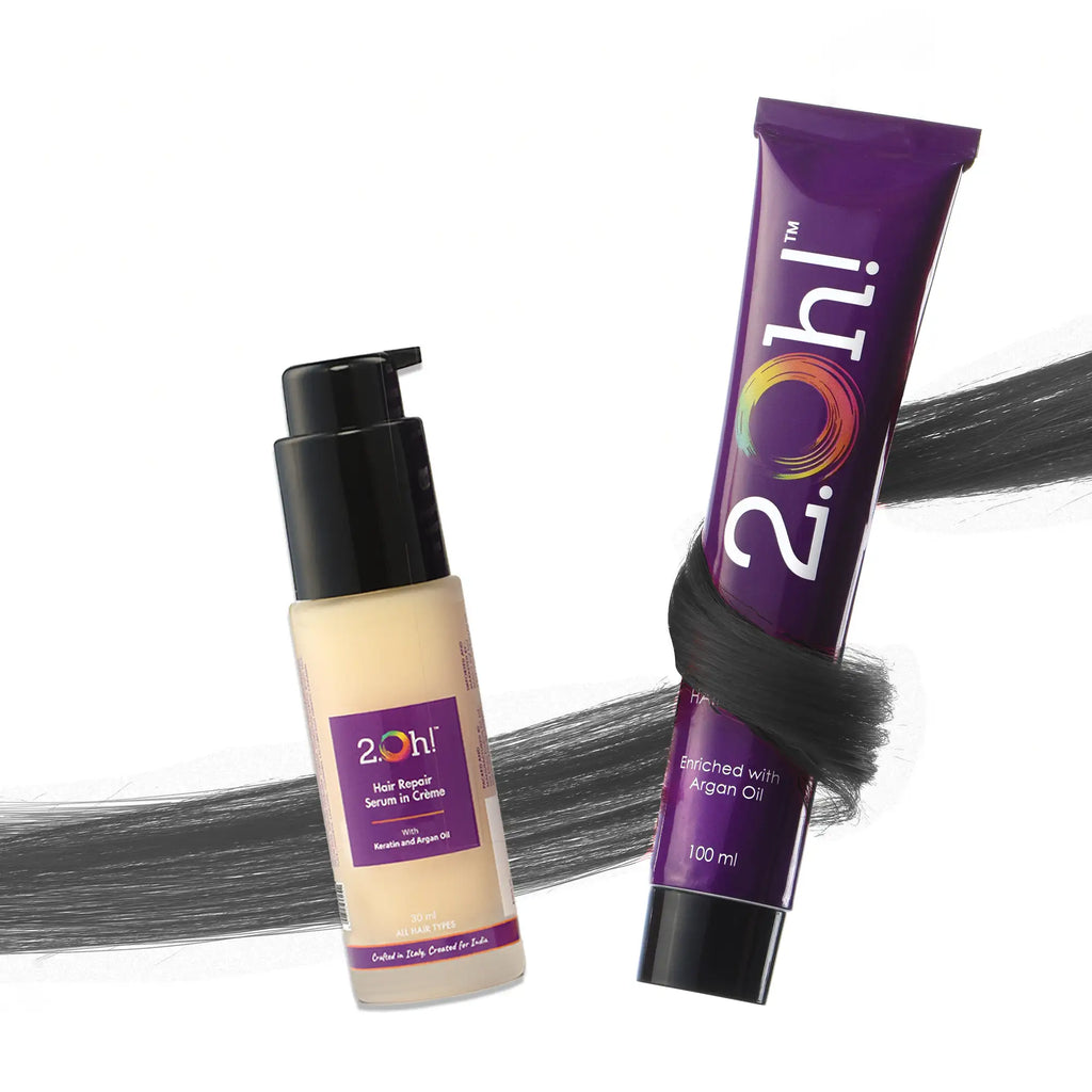 2.Oh! Hair Repair Combo Charcoal Semi-permanent Hair Color 100ml and Hair Repair Crème Serum