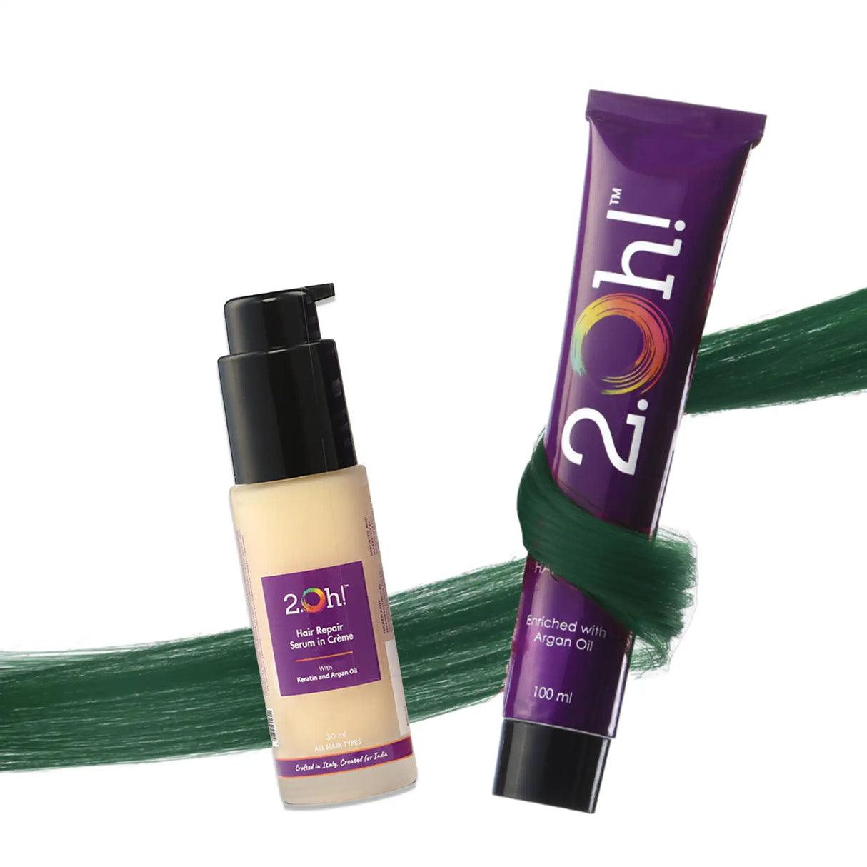 2.Oh! Hair Repair Combo Emerald Green Semi-permanent Hair Color 100ml and Hair Repair Crème Serum
