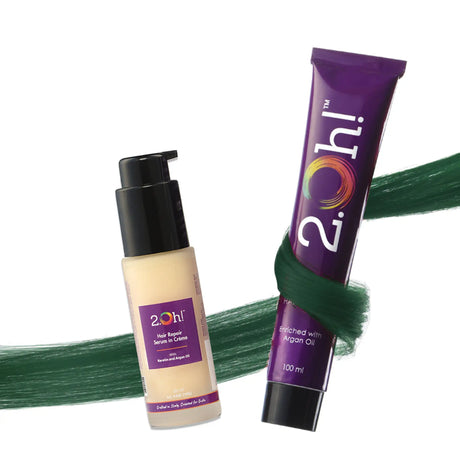2.Oh! Hair Repair Combo Emerald Green Semi-permanent Hair Color 100ml and Hair Repair Crème Serum