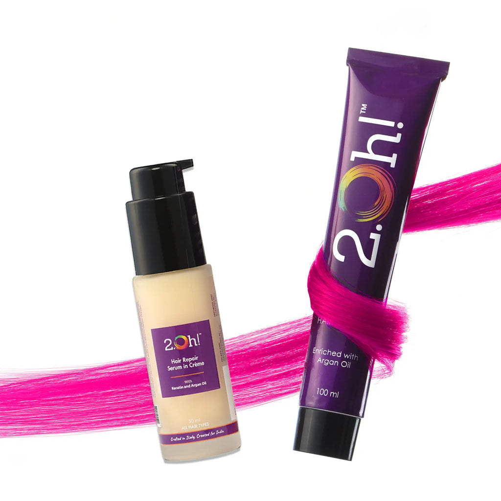 2.Oh! Hair Repair Combo Fuschia Semi-permanent Hair Color 100ml and Hair Repair Crème Serum