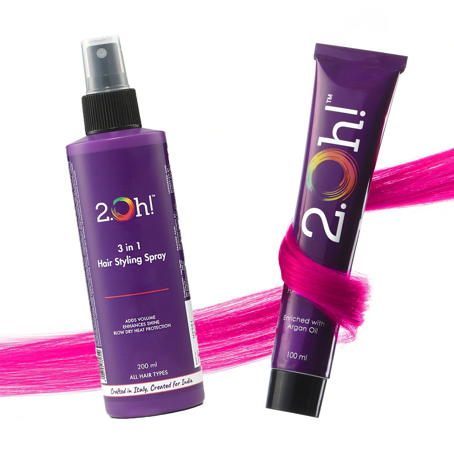 2.Oh! Hair Style Combo Fuschia Semi-permanent Hair Color 100ml and 3 in 1 Hair Styling Spray