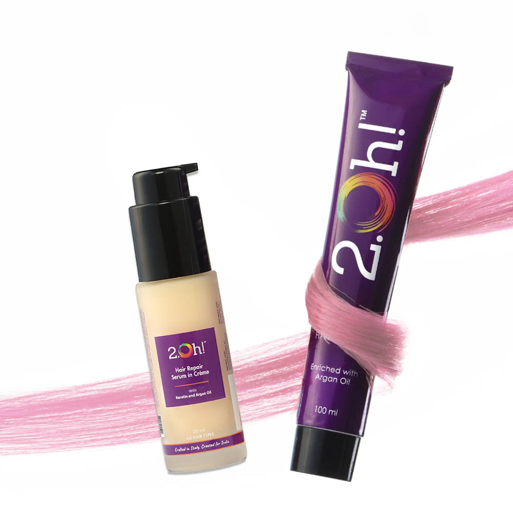 2.Oh! Hair Repair Combo Pastel Pink Semi-permanent Hair Color 100ml and Hair Repair Crème Serum