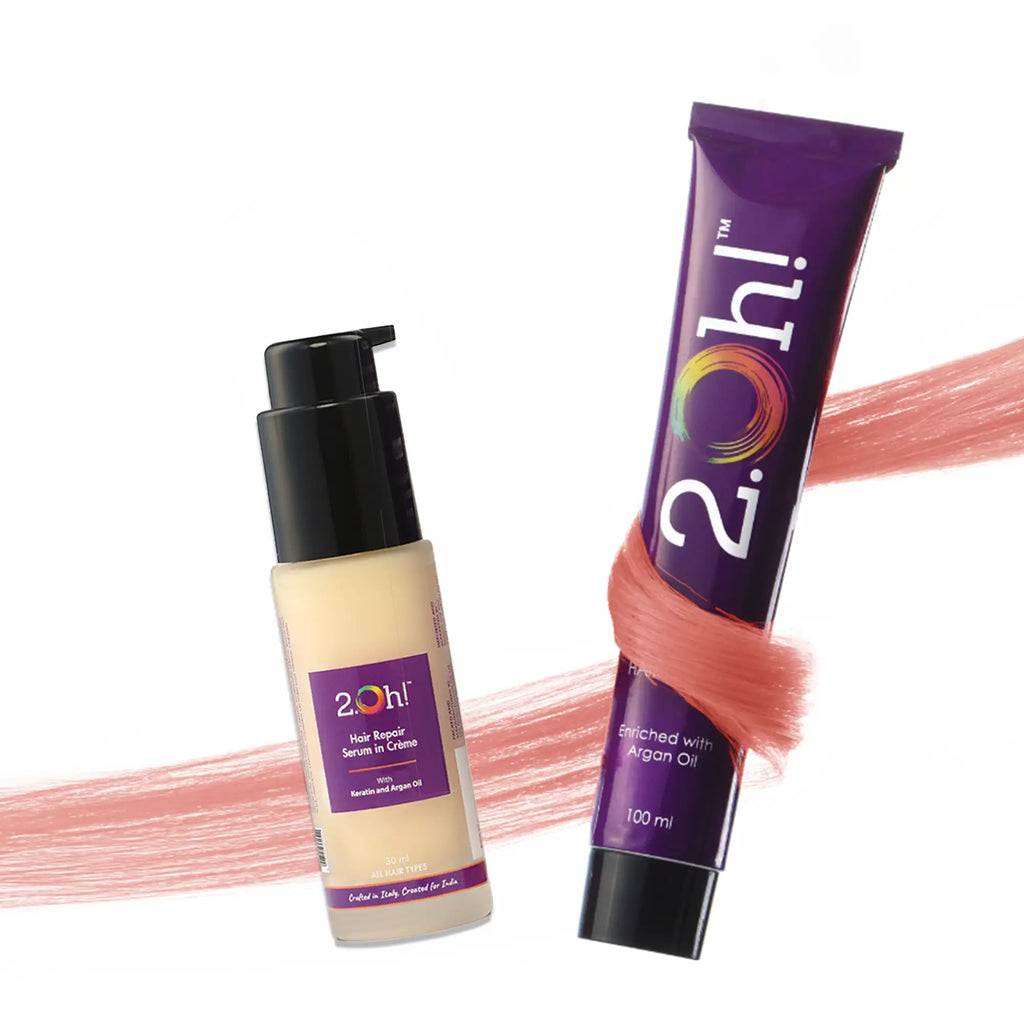 2.Oh! Hair Repair Combo Peach Semi-permanent Hair Color 100ml and Hair Repair Crème Serum