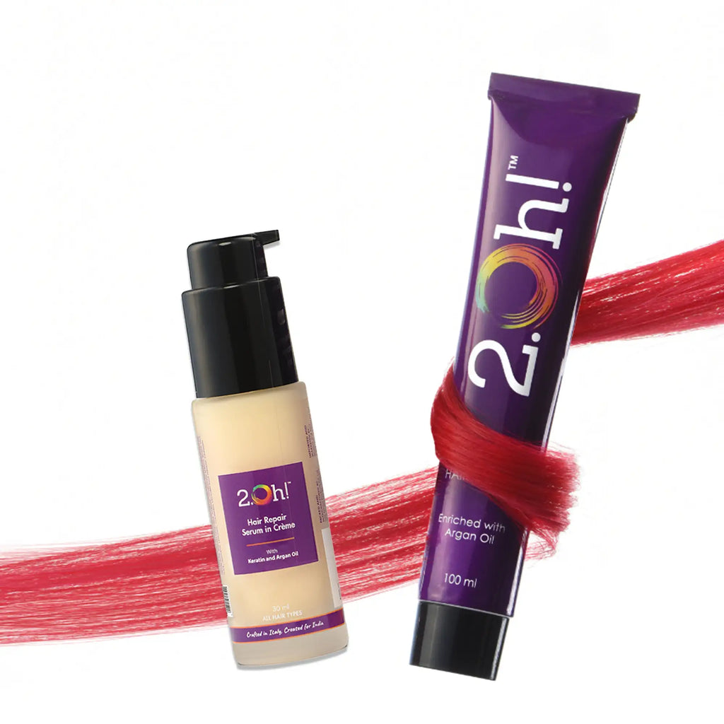 2.Oh! Hair Repair Combo Red Semi-permanent Hair Color 100ml and Hair Repair Crème Serum