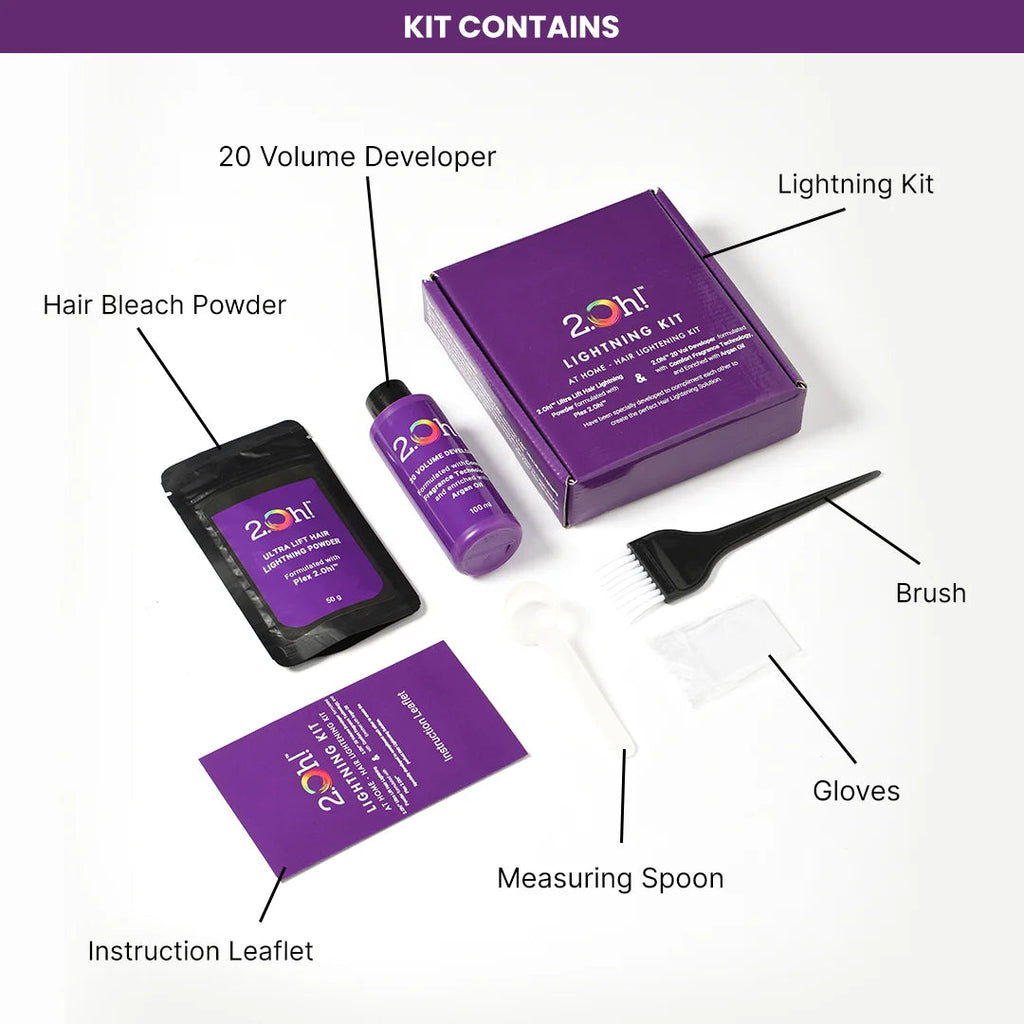 2.Oh! Semi-permanent Hair color, Volume developer, Hair Lightning Power, Gloves, Brush, and Measuring spoon
