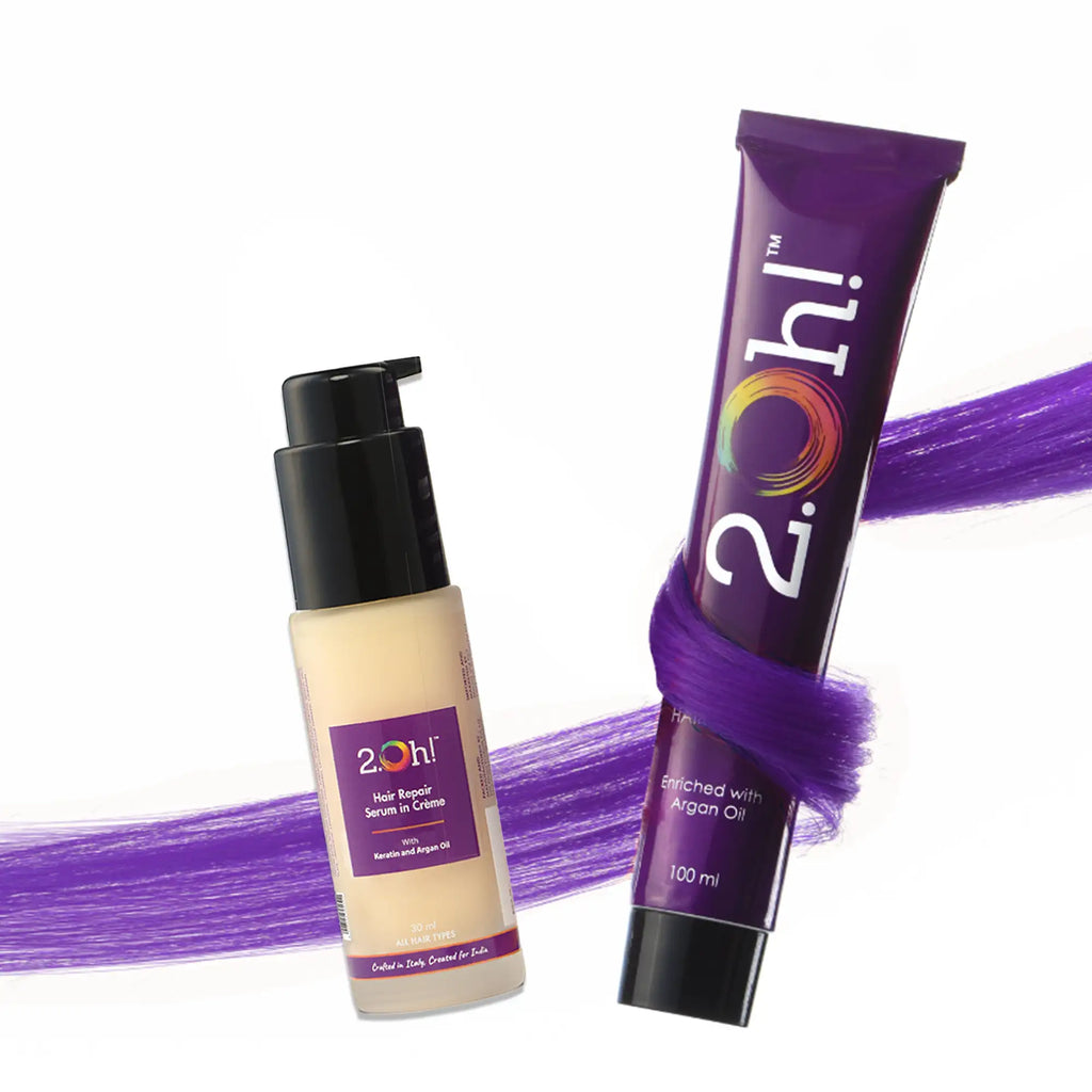 2.Oh! Hair Repair Combo Violet Semi-permanent Hair Color 100ml and Hair Repair Crème Serum