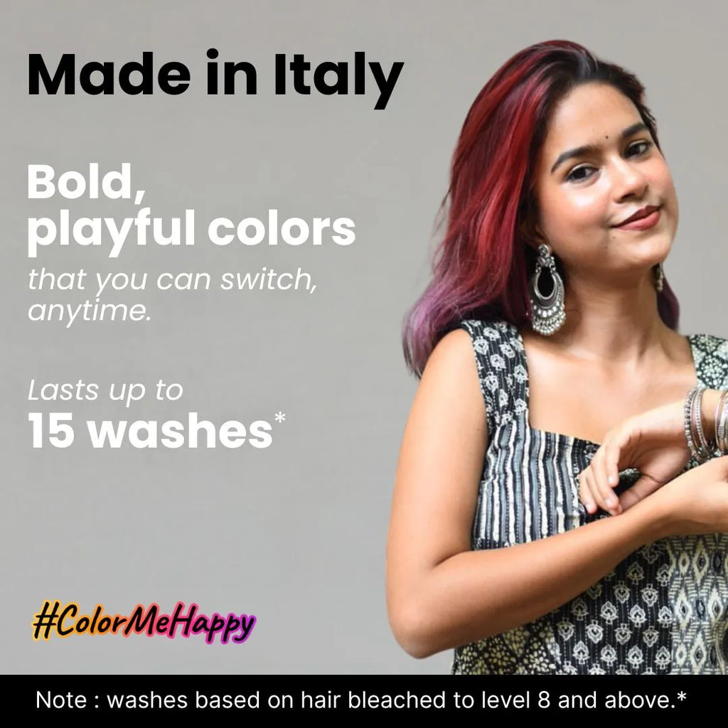 Made in Italy hair color with Bold, Playful Shades that Last Up To 15 Washes.