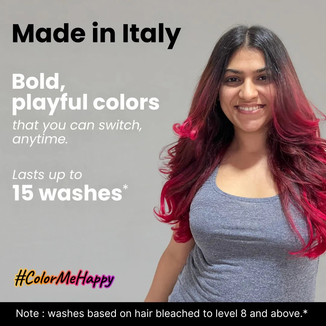 Made in Italy hair color with Bold, Playful Shades that Last Up To 15 Washes.