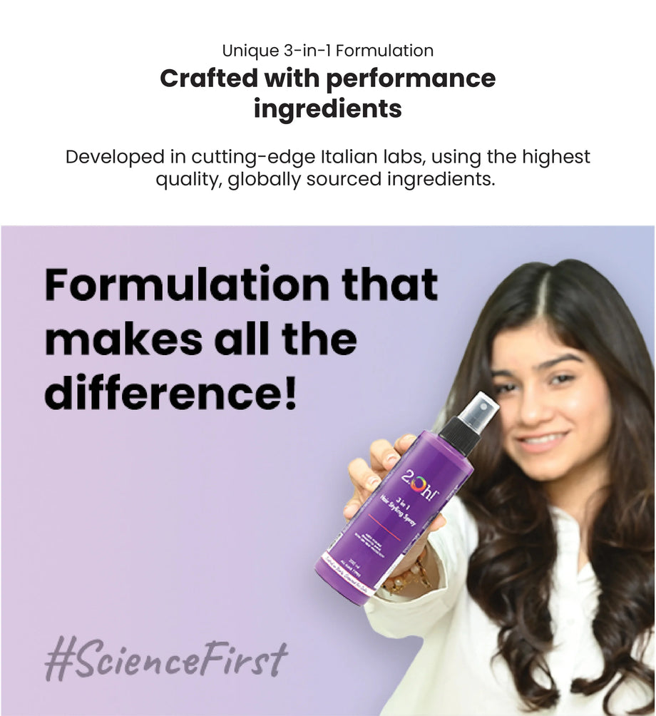 3 in 1 Hair Styling Spray - Heat Protection, Volume and Shine