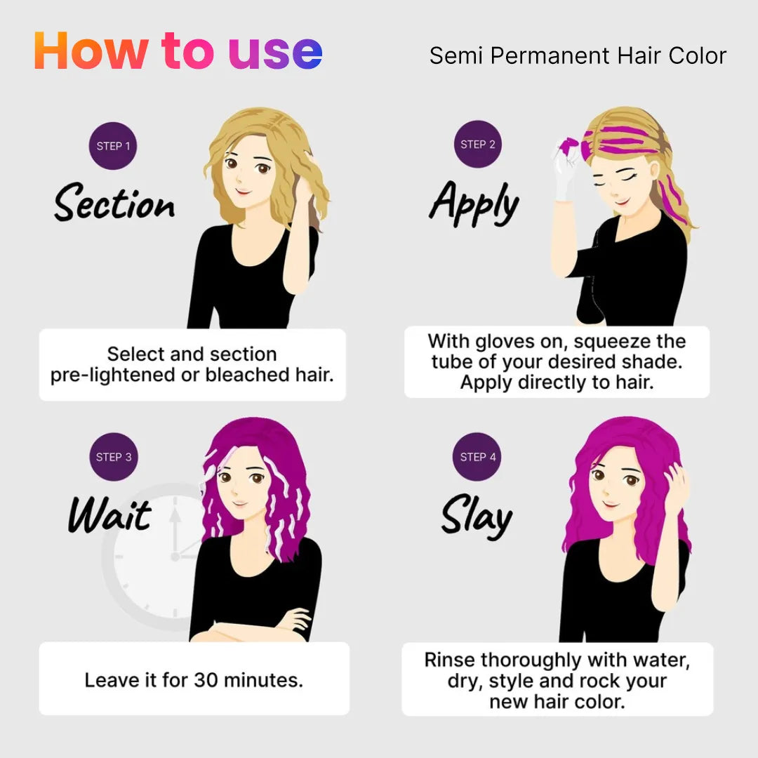 How to use 2.Oh! Fuchsia Pink Semi-permanent Hair Color