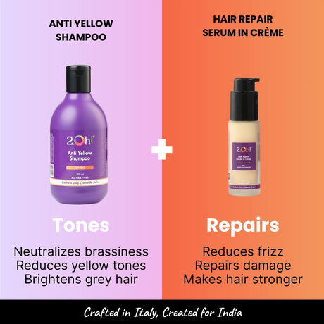 Tone & Repair Combo : Anti Yellow Shampoo + Hair Serum