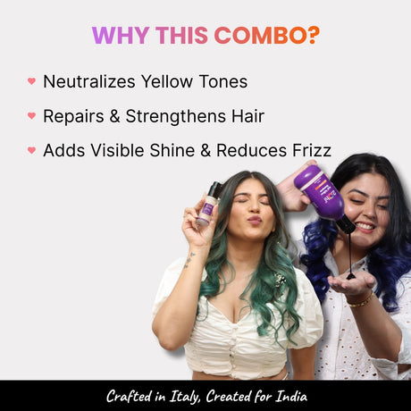 Tone & Repair Combo : Anti Yellow Shampoo + Hair Serum