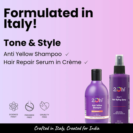 Tone & Style Combo : Anti Yellow Shampoo + Hair Styling Spray