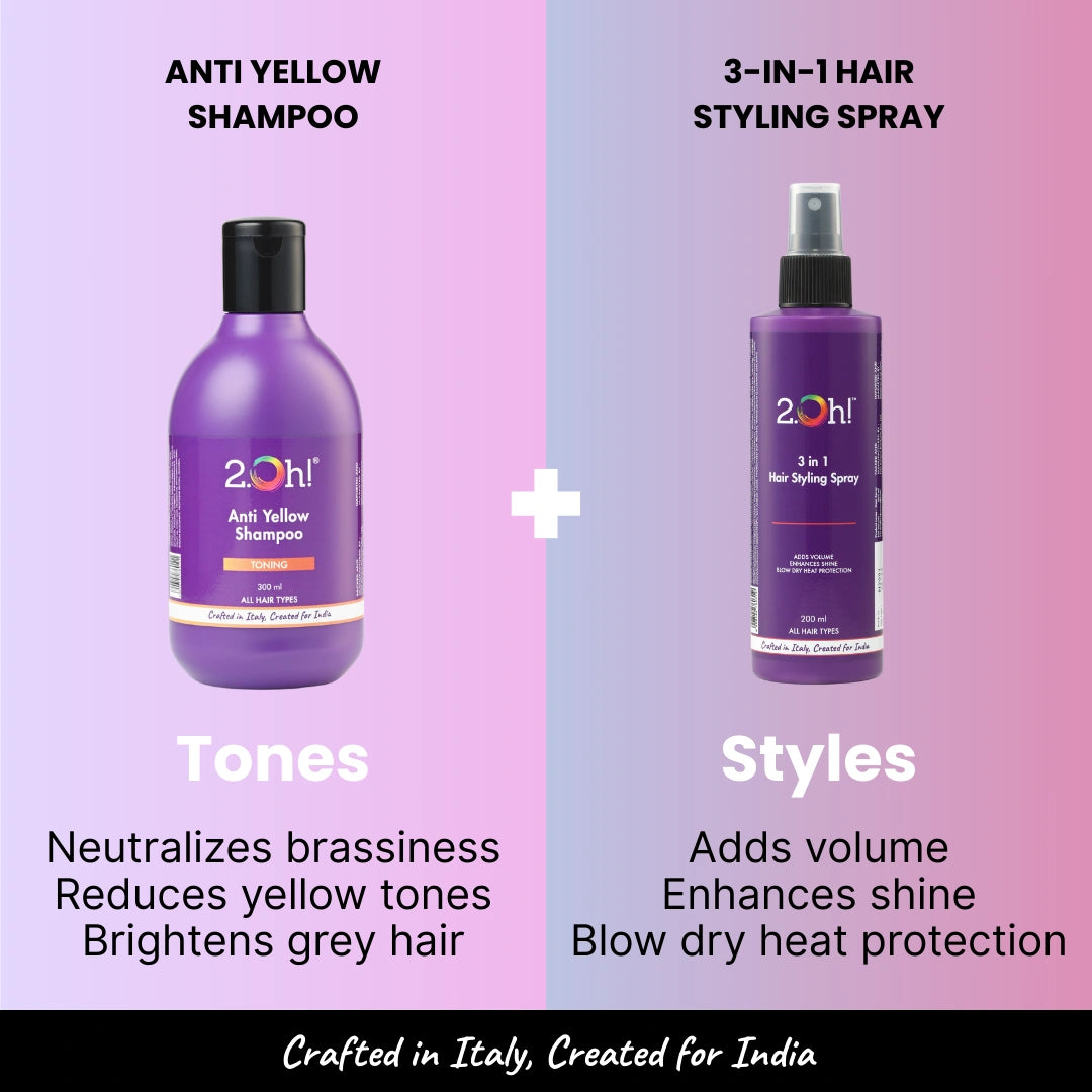 Tone & Style Combo : Anti Yellow Shampoo + Hair Styling Spray