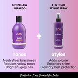 Tone & Style Combo : Anti Yellow Shampoo + Hair Styling Spray