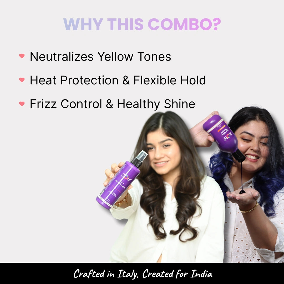 Tone & Style Combo : Anti Yellow Shampoo + Hair Styling Spray