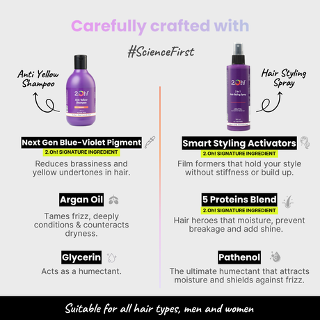 Tone & Style Combo : Anti Yellow Shampoo + Hair Styling Spray