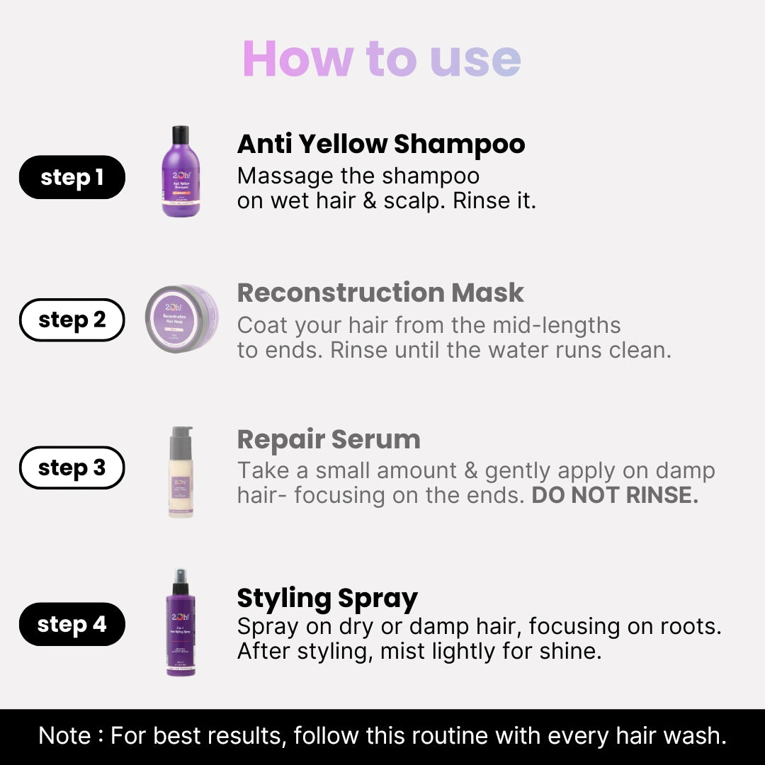 Tone & Style Combo : Anti Yellow Shampoo + Hair Styling Spray