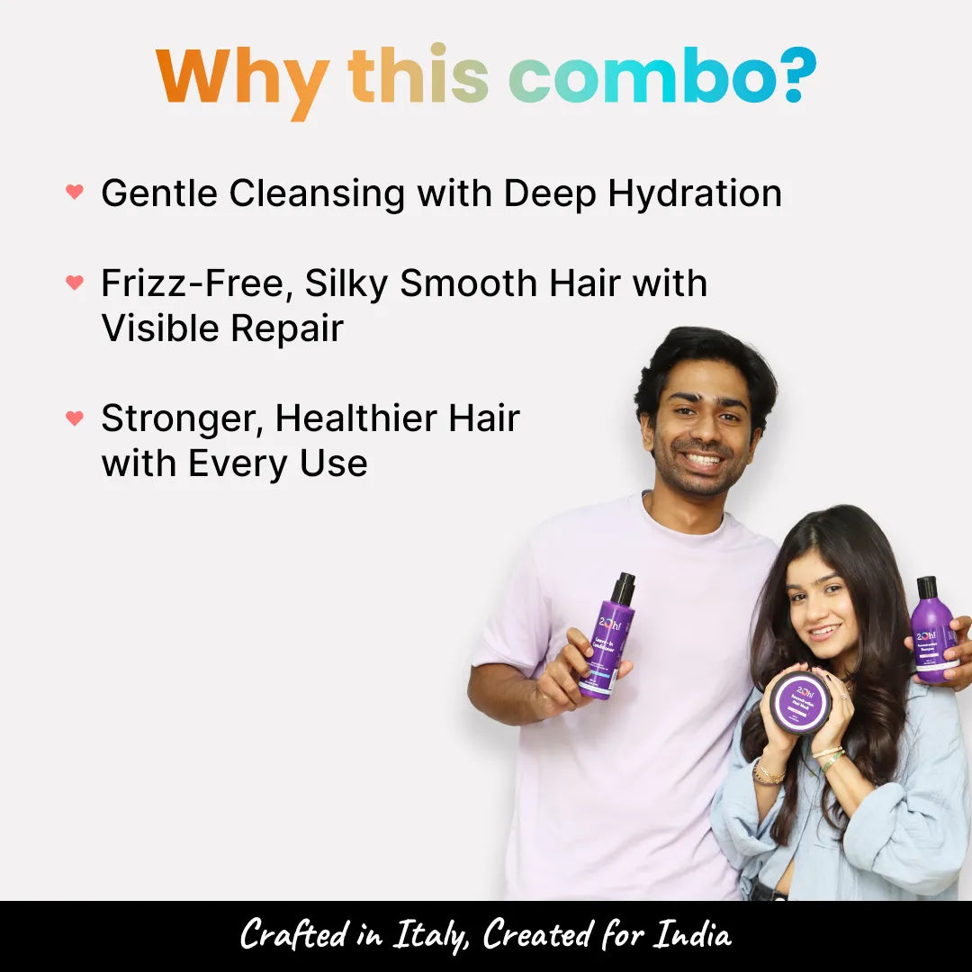 Why this combo? Cleanses gently, hydrates deeply, repairs visibly & controls frizz for stronger, smoother, healthier hair.