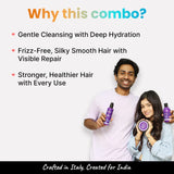 Why this combo? Cleanses gently, hydrates deeply, repairs visibly & controls frizz for stronger, smoother, healthier hair.