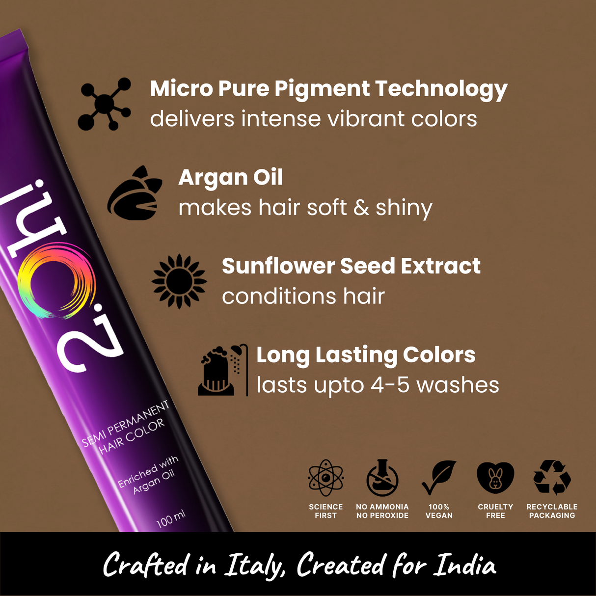 2.Oh! Toffee Semi-permanent Hair Color 100ml with Argan Oil and Sunflower Seed Extract