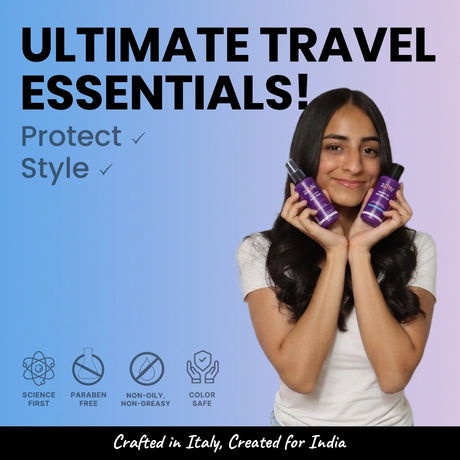 Travel Essentials - 100ml Leave In Conditioner + 100ml 3-in-1 Hair Styling Spray (with Travel Pouch)