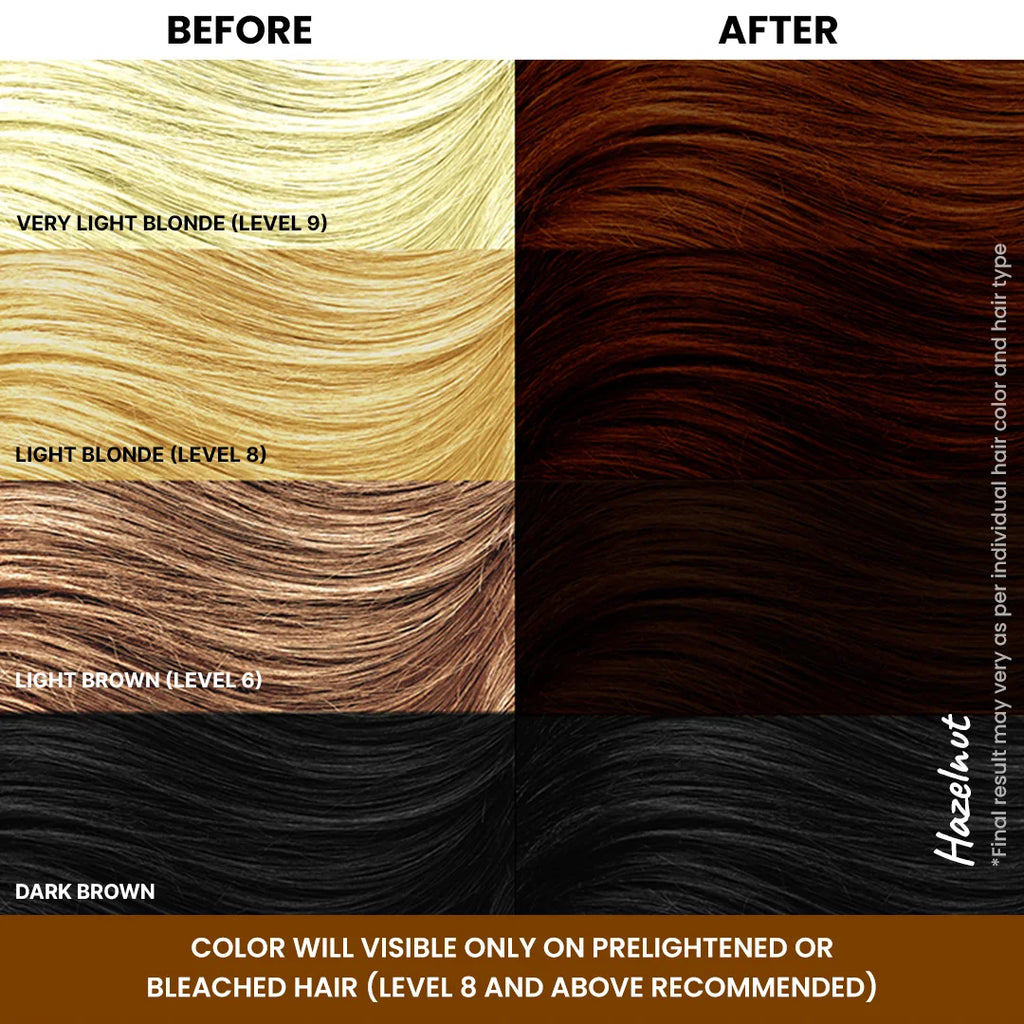Different shades of Hazelnut Brown Bleach