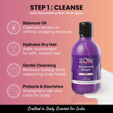 2.Oh! Reconstruction Shampoo cleanses gently, hydrates, balances oil & strengthens hair. Made in Italy for India.