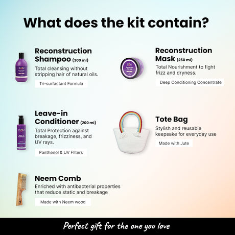 2.Oh! Hair kit with shampoo, Mask, Conditioner, Tote Bag & Neem Comb - Nourish, Protect. Perfect Gift for the one you love.