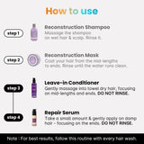 How to use 2.Oh! Purple Reconstruction Shampoo, Reconstruction Mask, Leave-In Conditioner, and Repair Serum