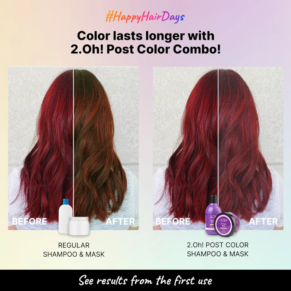 Happy Hair Days start with 2.Oh! Post Color Combo, see results from first use and enjoy Longer-Lasting Vibrant Color.