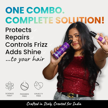 2.Oh! Combo Protects, Repairs, Controls Frizz & Adds Shine. Complete Hair Care Solution. Crafted in Italy, Made for India.