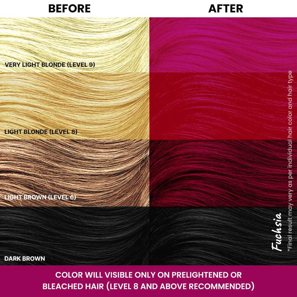 Different shades of Fuchsia Pink Bleach