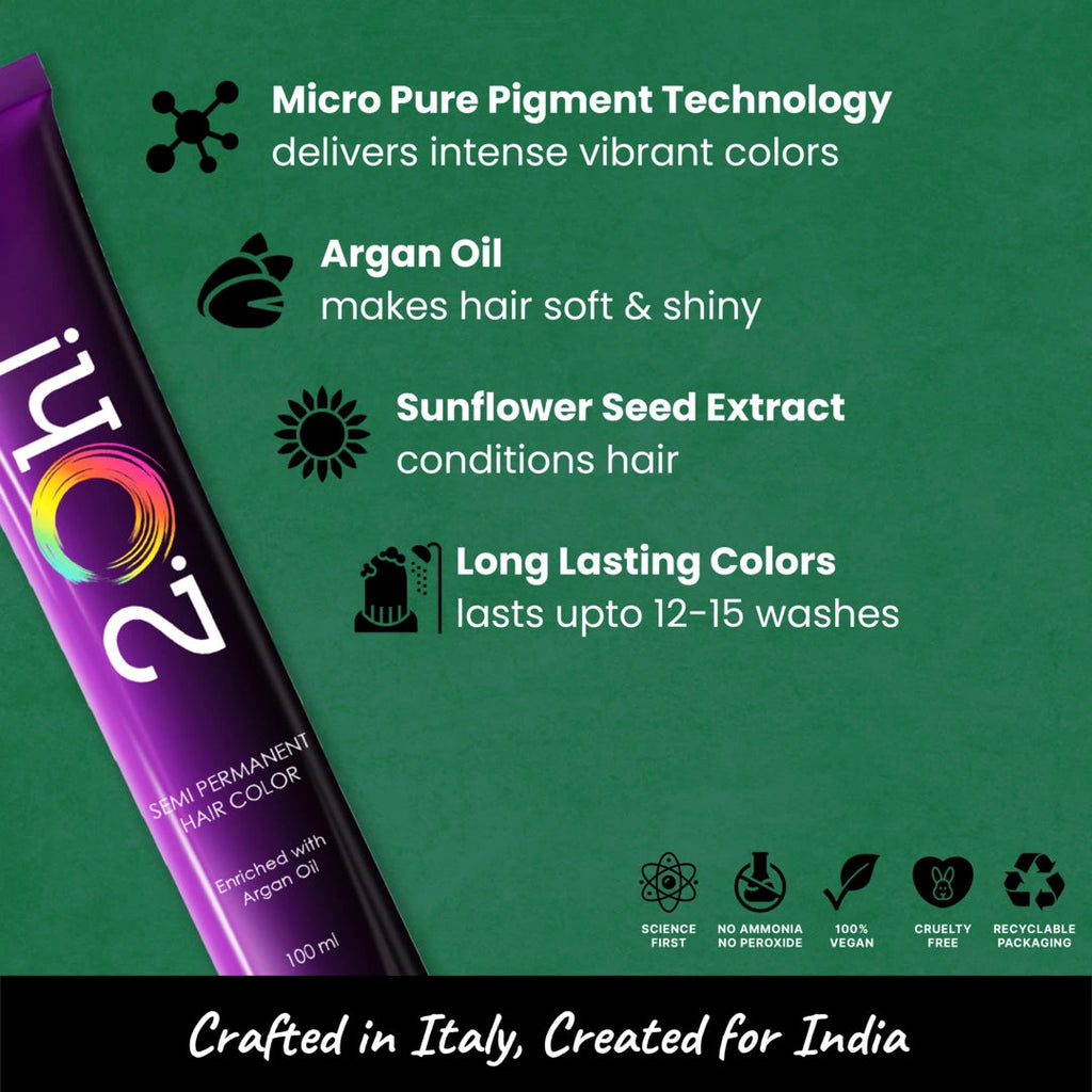 2.Oh! Emerald Green Semi-permanent Hair Color 100ml with Argan Oil and Sunflower Seed Extract