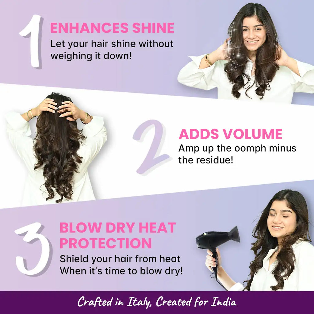 Features of 2.Oh! Hair color - Enhances shine, Adds volume, and Blow dry heat protection