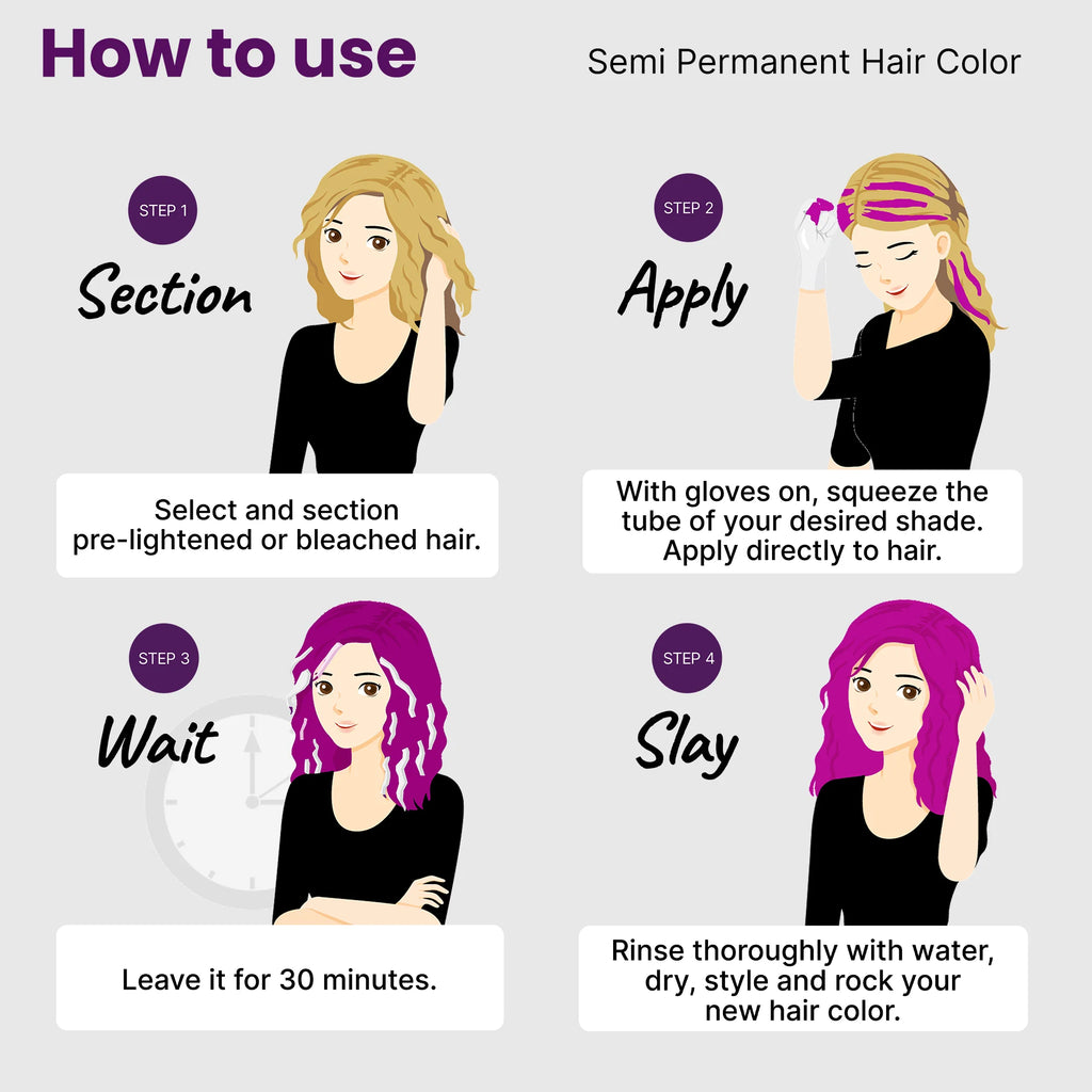 How to use 2.Oh! Fuchsia Pink Semi-permanent Hair Color