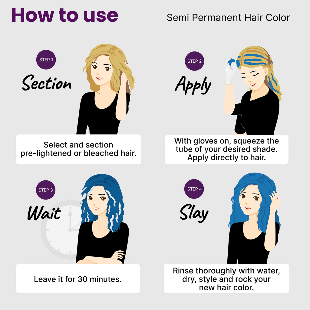 How to use 2.Oh! Blue Semi-permanent Hair Color