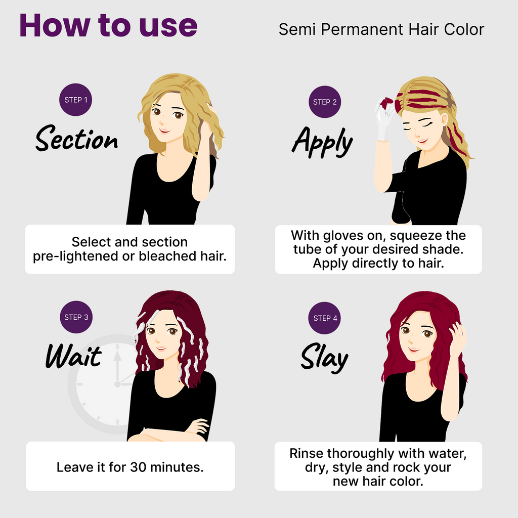 How to use 2.Oh! Bordeaux Semi-permanent Hair Color
