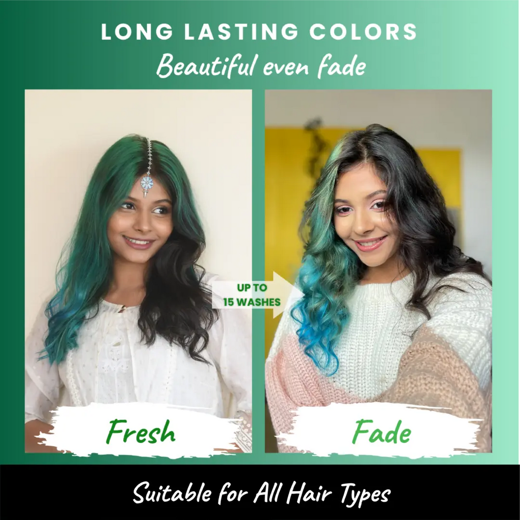 2.Oh! Fresh and Fade After the use of Emerald Green Semi-Permanent Hair Color 100ml