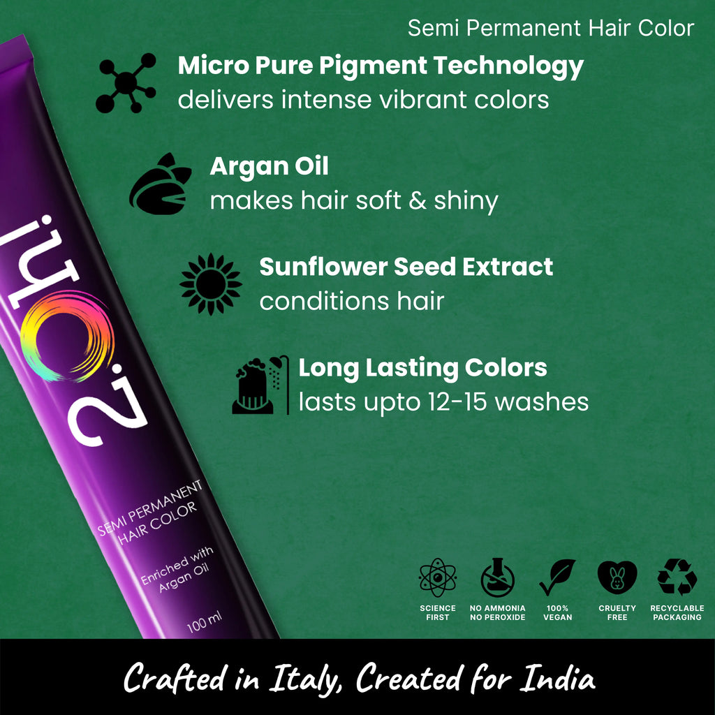 2.Oh! Emerald Green Semi-permanent Hair Color 100ml with Argan Oil and Sunflower Seed Extract