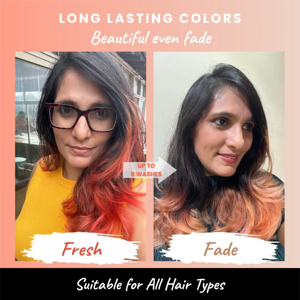 Befor and After the use of 2.Oh! Peach Semi-permanent Hair Color 100ml