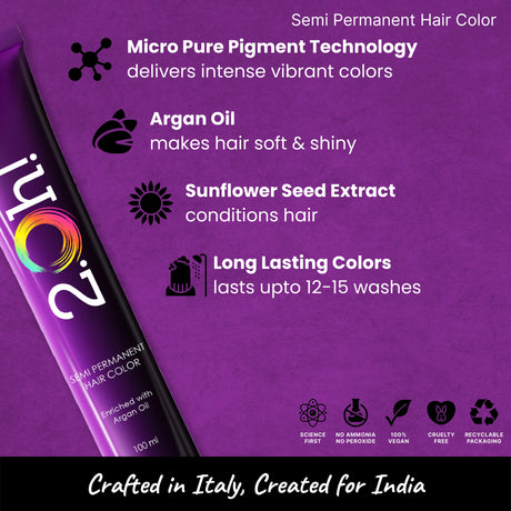 2.Oh! Purple Semi-permanent Hair Color 100ml with Argan Oil and Sunflower Seed Extract