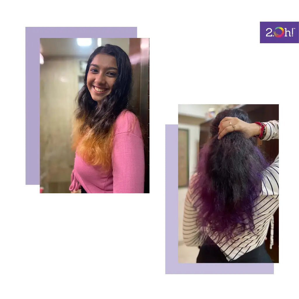 After the use of 2.Oh! Purple Semi-permanent Hair Color Lightning Kit